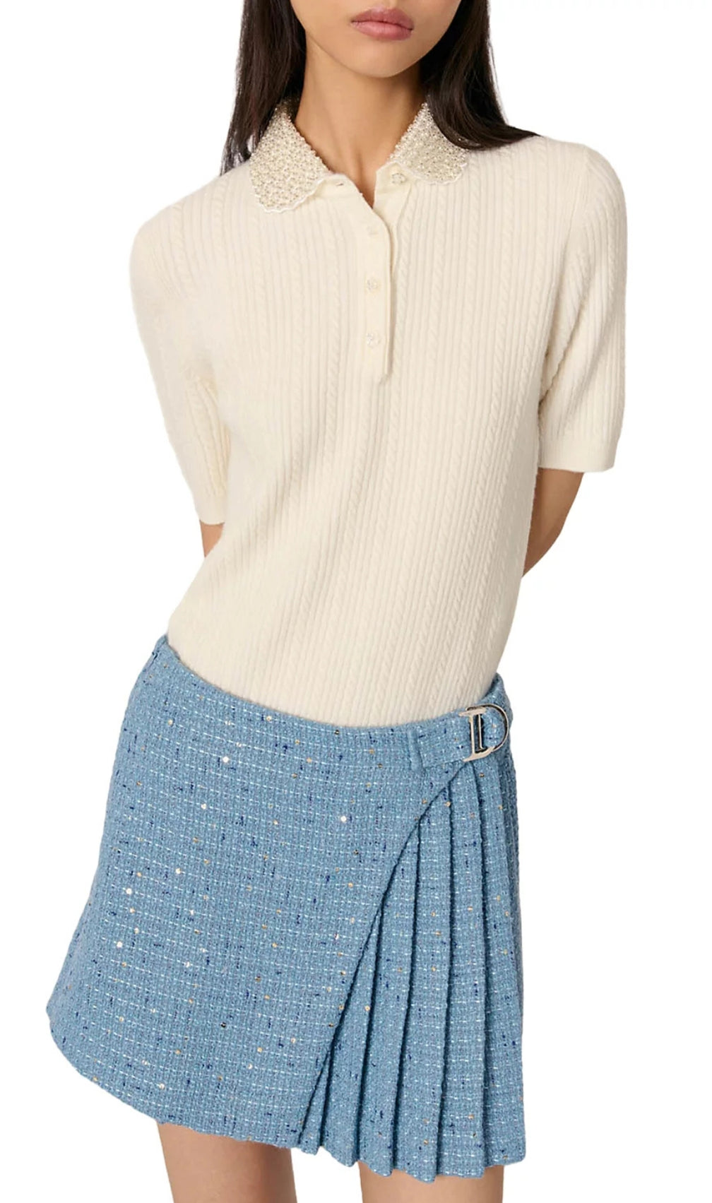 Pleated Tweed Skort