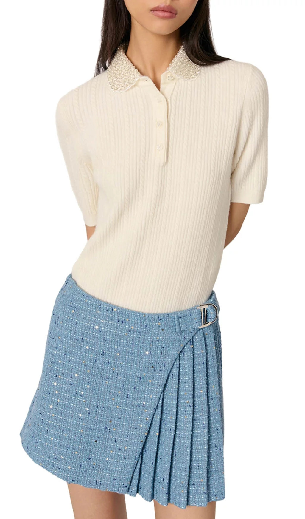 Pleated Tweed Skort