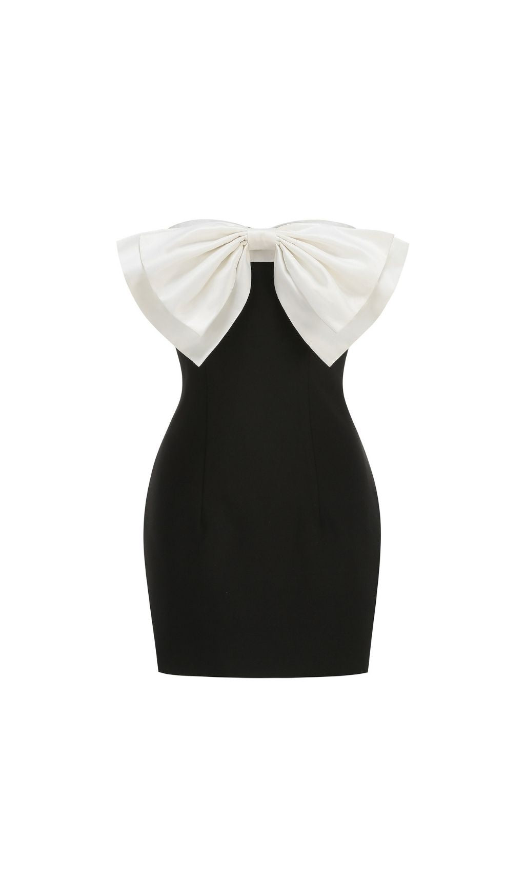 Keylee Chic Strapless Bow Mini Dress - Black & White Statement