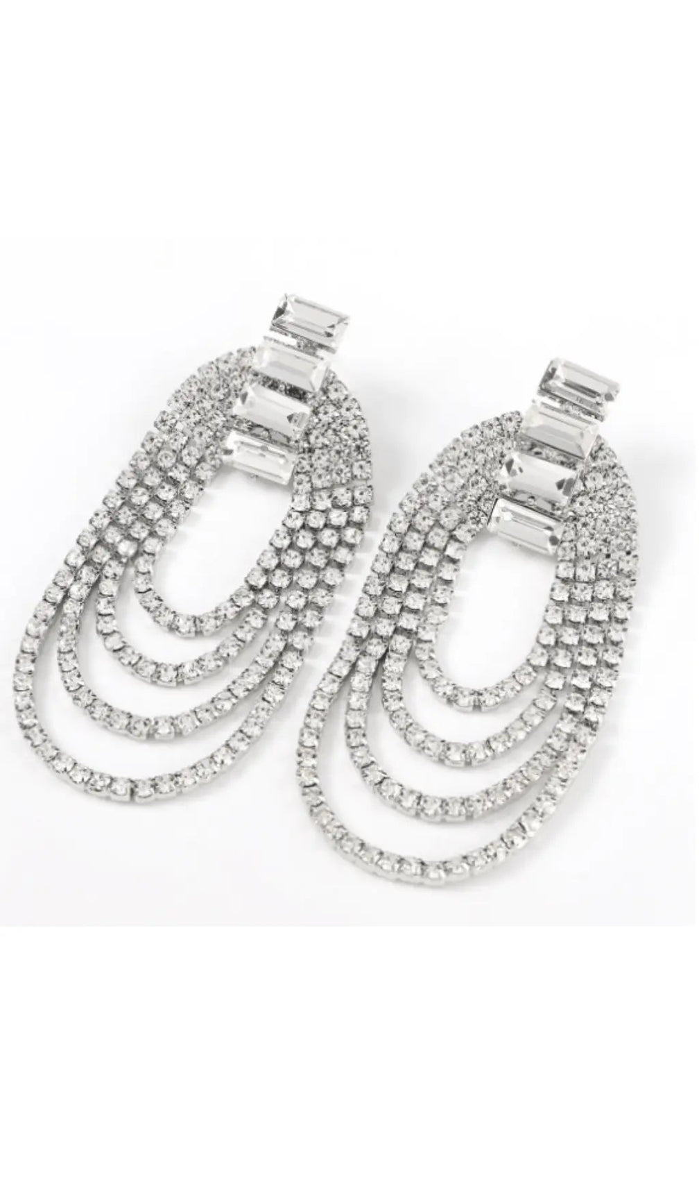Dazzling Oval Cascading Rhinestone Chandelier Drop Earrings