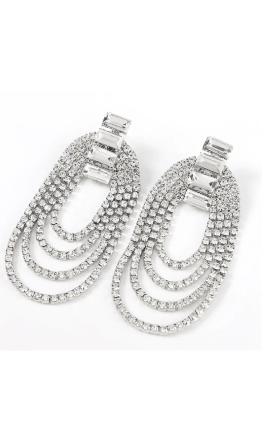 Dazzling Oval Cascading Rhinestone Chandelier Drop Earrings
