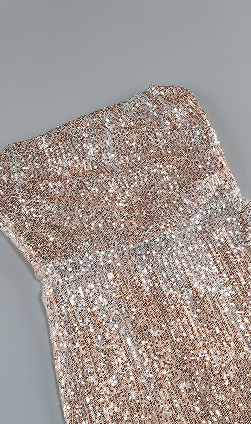 Jaffar Dazzling Strapless Sequin Maxi Dress - Red Carpet Glamour