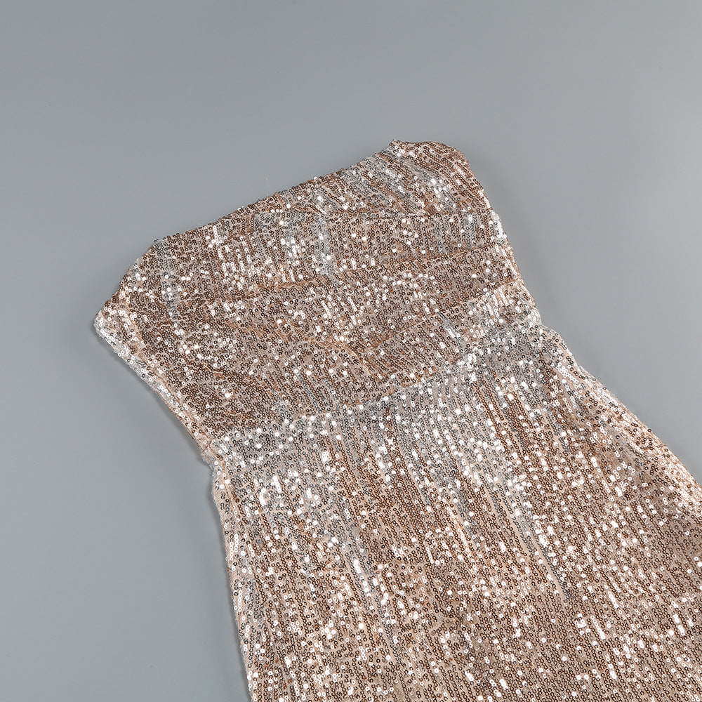 Jaffar Dazzling Strapless Sequin Maxi Dress - Red Carpet Glamour