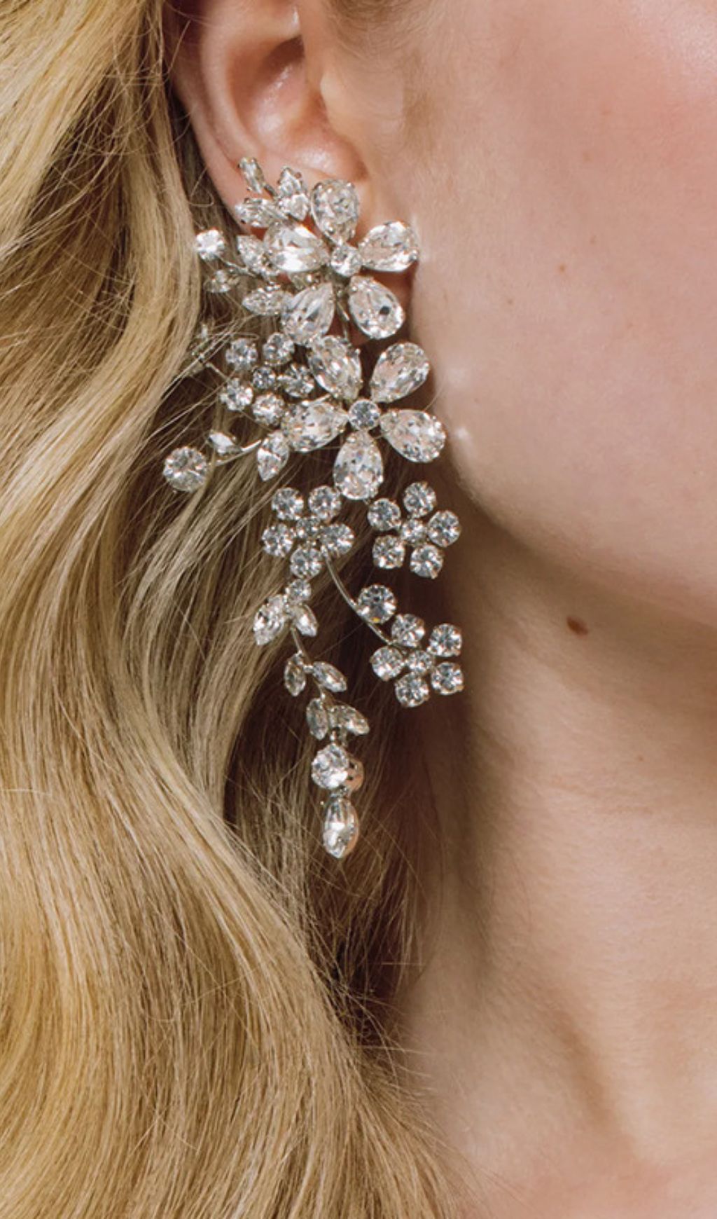 Kaisley Dazzling Crystal Floral Statement Earrings | Bridal & Special Occasion