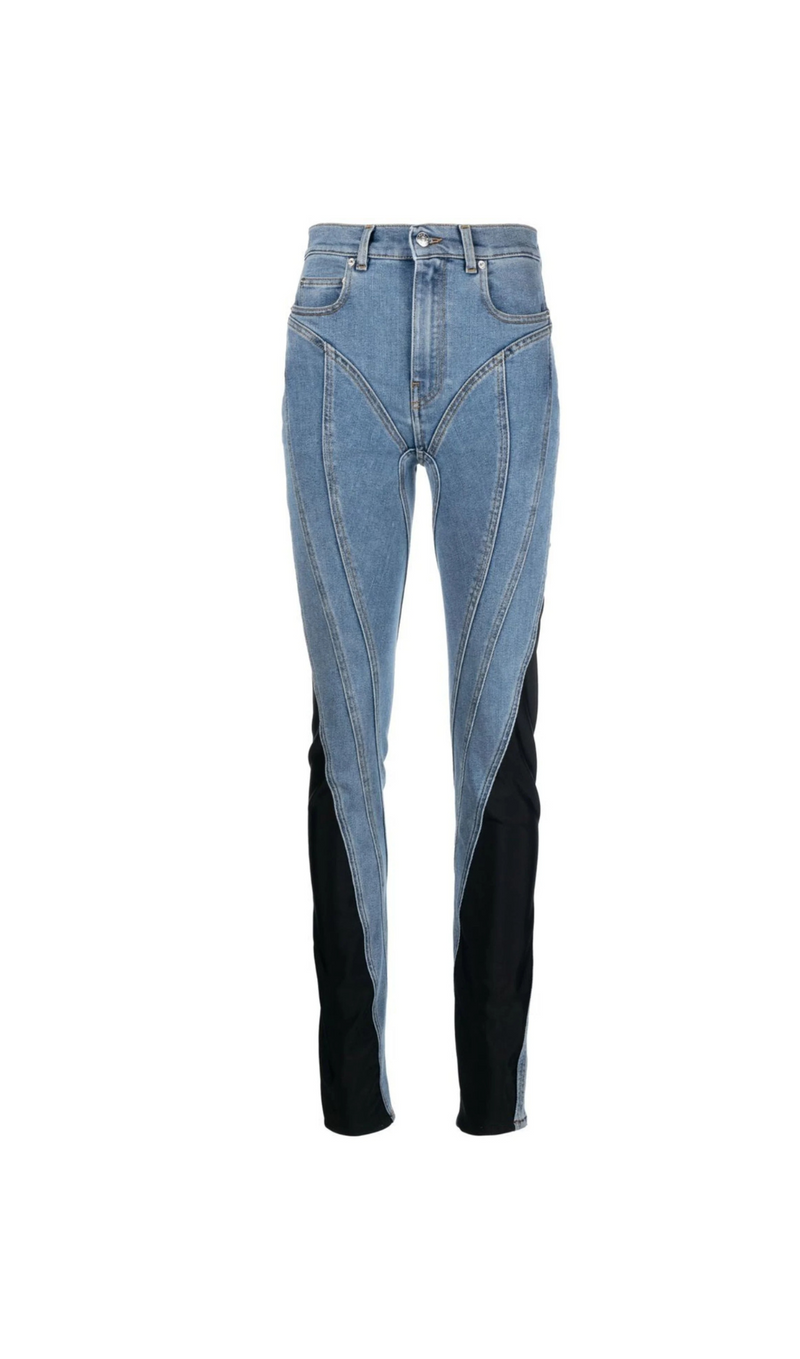 TWIST-PANELLED HIGH-WAIST JEANS