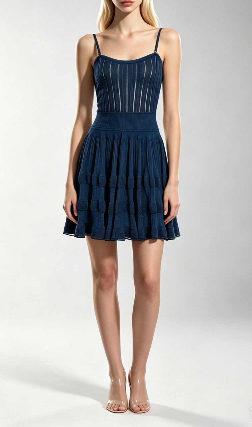 Kirkley Royalblue Strappy Knit Mini Dress