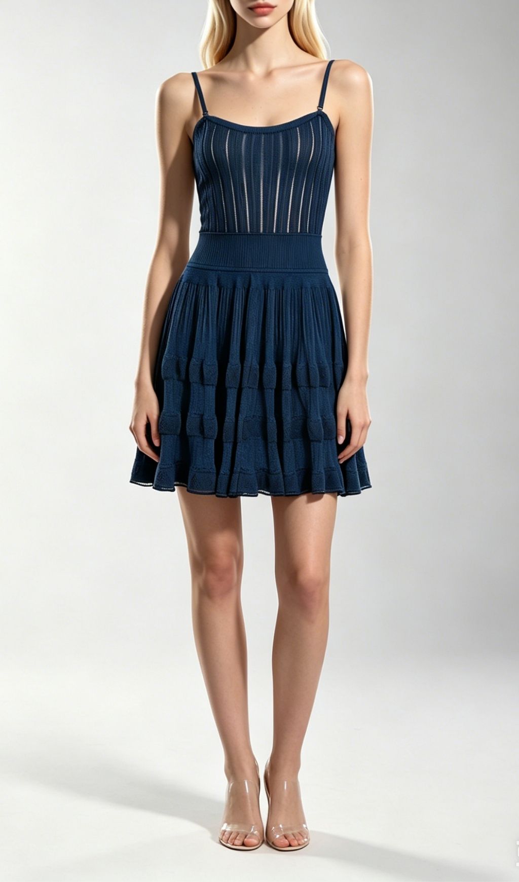 Kirkley Royalblue Strappy Knit Mini Dress