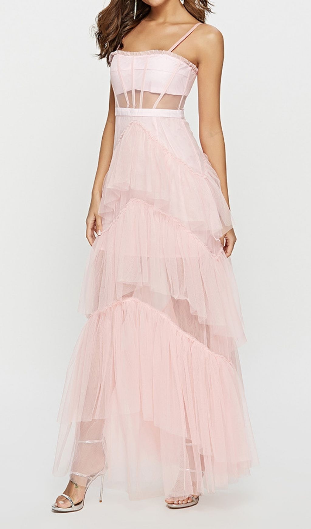 Kenyatta Strappy Corset Mesh Maxi Dress | Sultry Sheer Evening Gown
