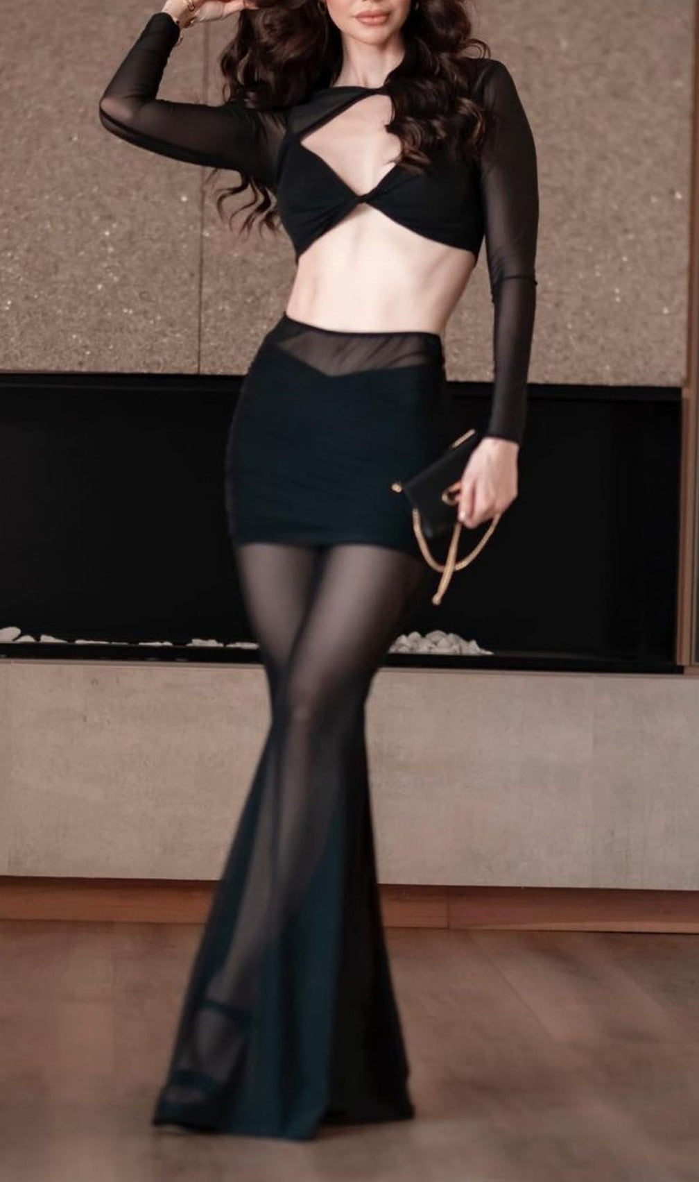 Aethwy Black Draped Two Piece Jumpsuit