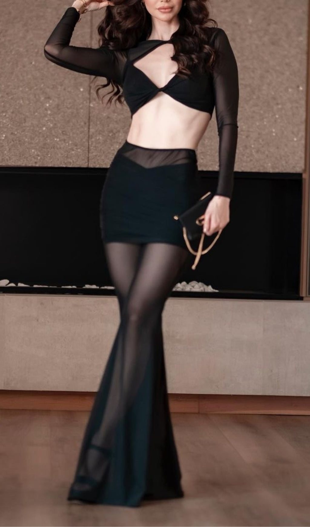 Aethwy Black Draped Two Piece Jumpsuit