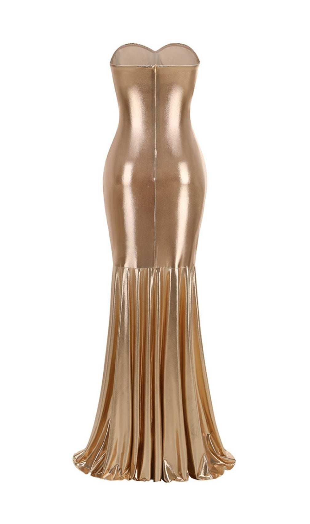 Khadijah Gold Strapless Ruched Maxi Dress - Your Red Carpet Moment Awaits