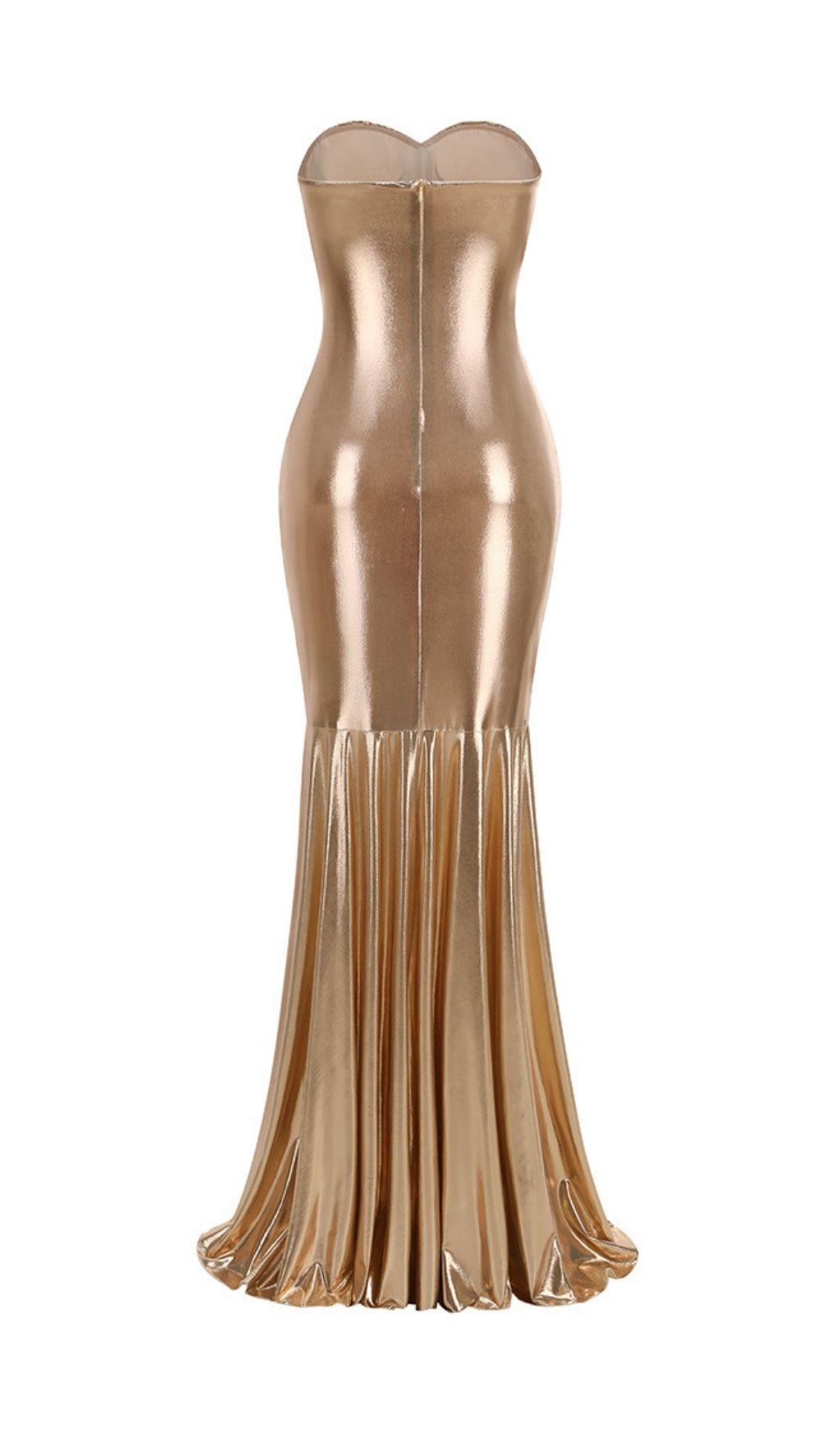 Khadijah Gold Strapless Ruched Maxi Dress - Your Red Carpet Moment Awaits