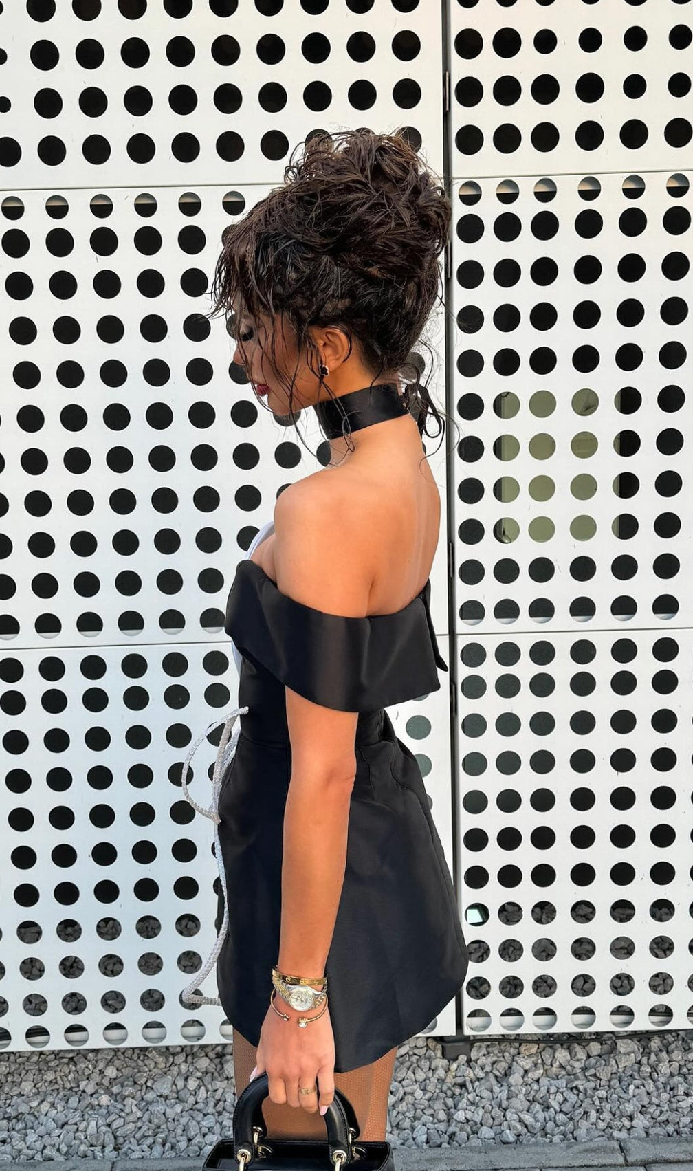 Bibi Black Flower Embellished Mini Dress