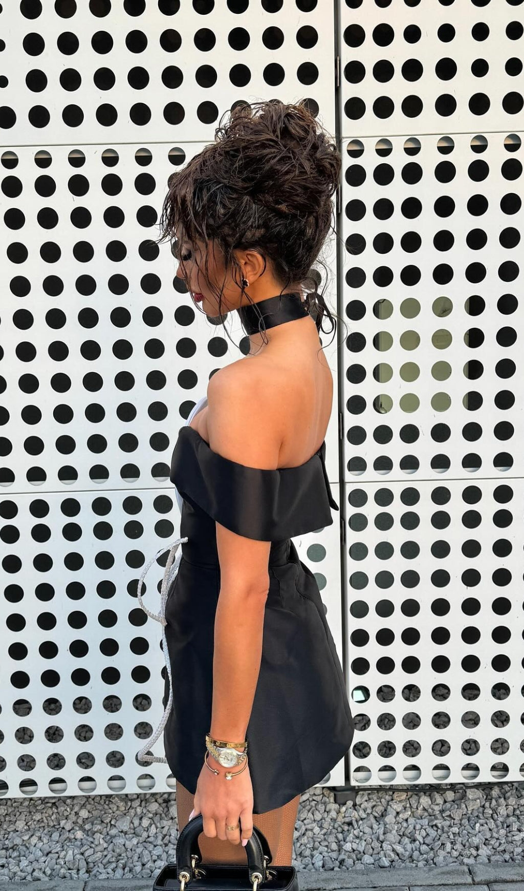 Bibi Black Flower Embellished Mini Dress