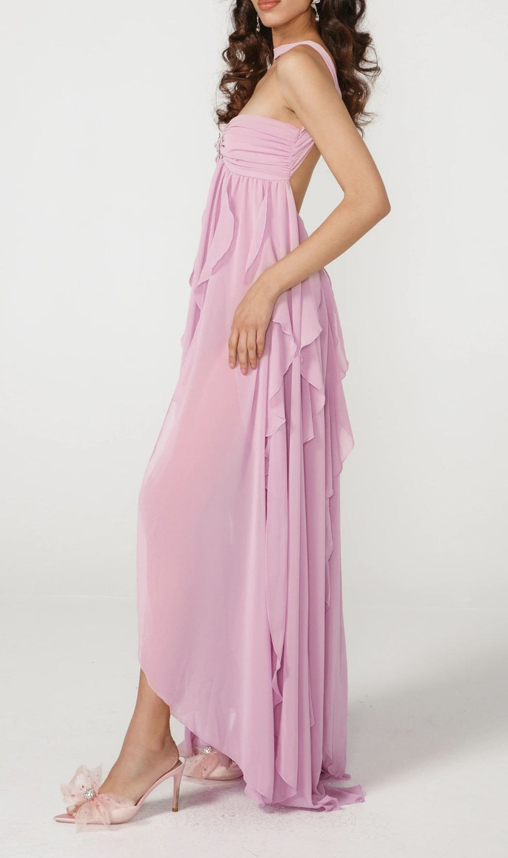 Frayne Lavender Layered Backless Maxi Dress