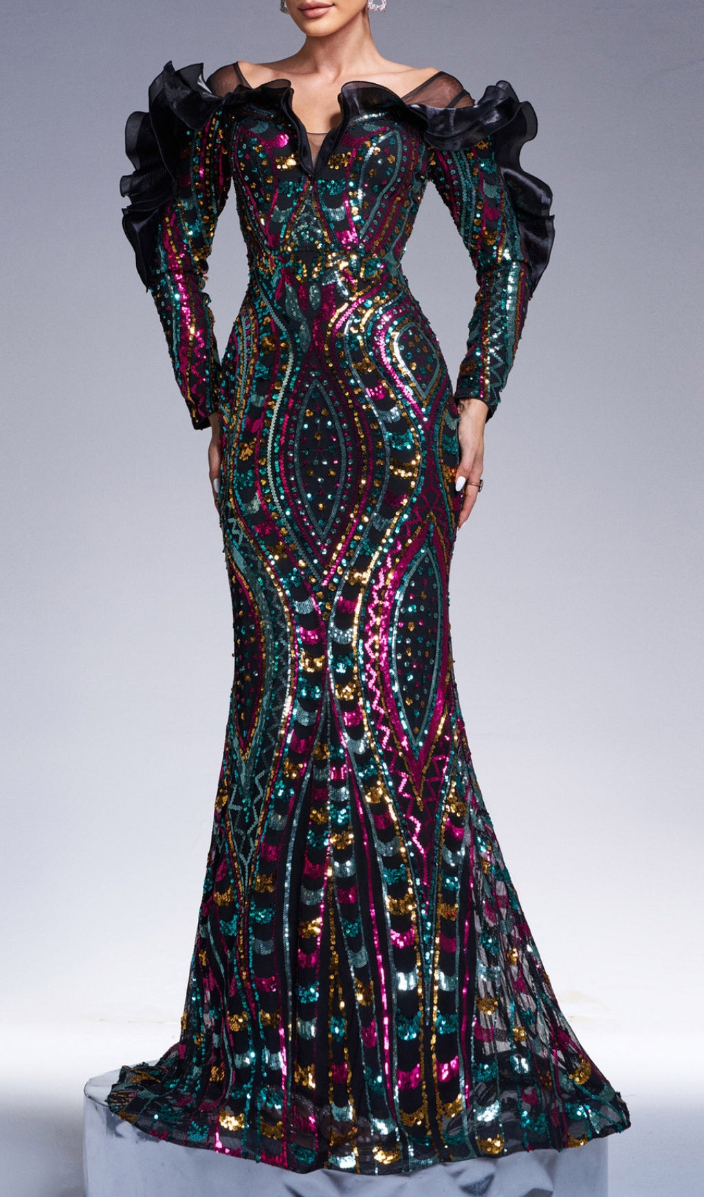 Charlize Sequin Long Sleeve Maxi Dress