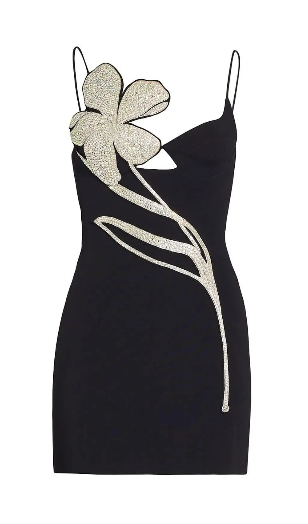 Sparkling Crystal Flower Bodycon Mini Dress for Women | Glamorous Party & Date Night