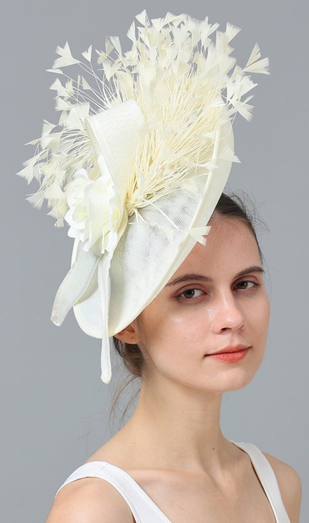 Cream Elegant Feather Fascinators