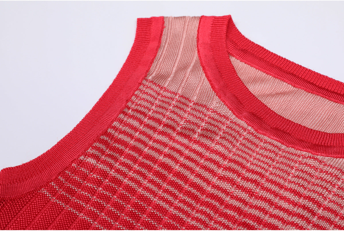 Tie-Dye Knitted Maxi Dress In Red