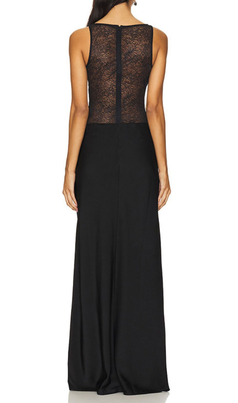 Jadine Black Lace Maxi Dress | Elegant Sheer Evening Gown
