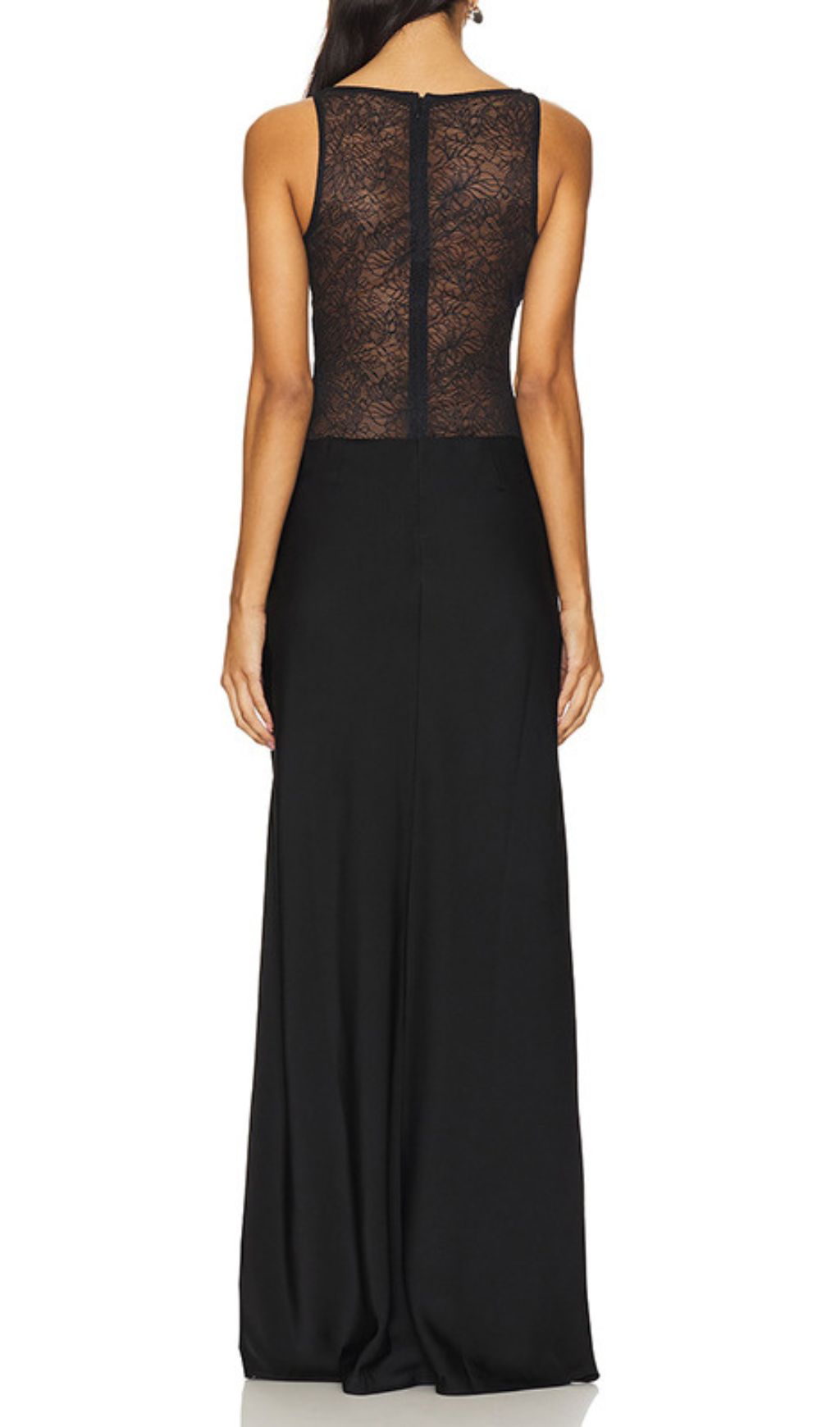 Jadine Black Lace Maxi Dress | Elegant Sheer Evening Gown