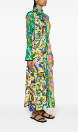 GREEN YVETTE PAISLEY-PRINT DRESS