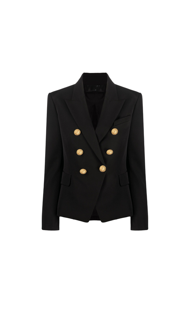 BLACK 6-BUTTONS DOUBLE-BREASTED BLAZER