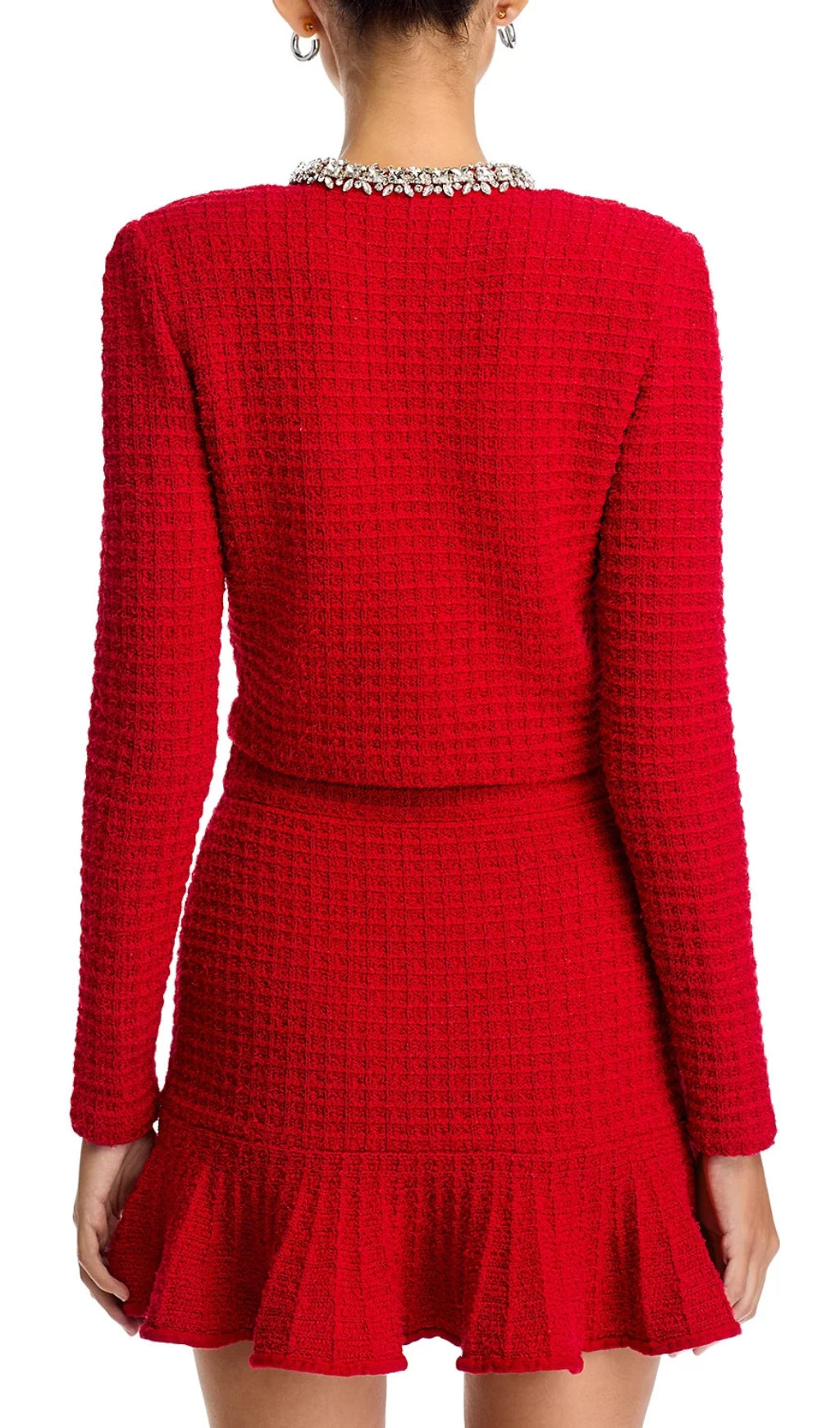 Textured Knit Embellished Trim Cardigan