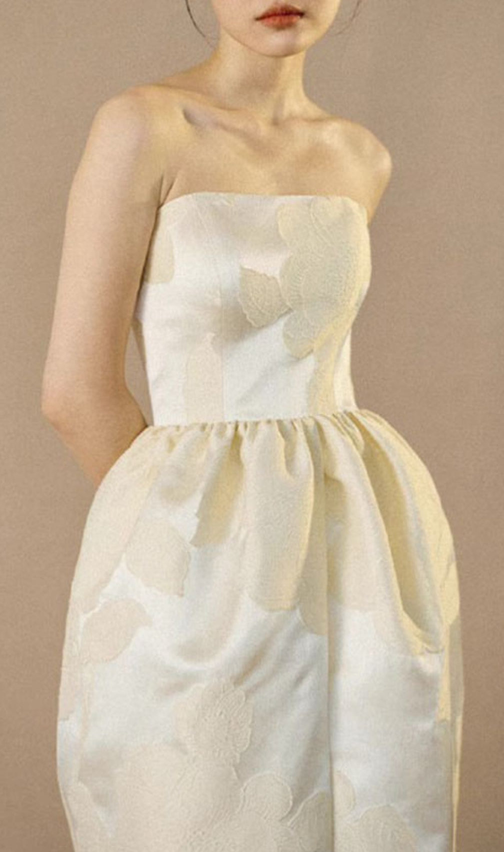 Brygida Ivory Strapless Flower Maxi Dress