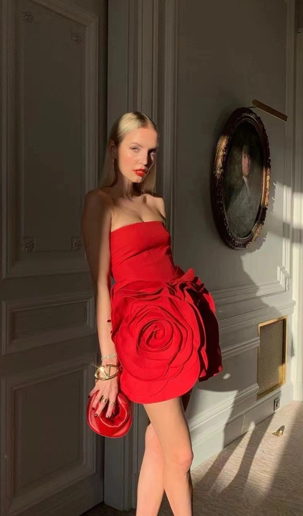 Ayat Strapless Flower Mini Dress