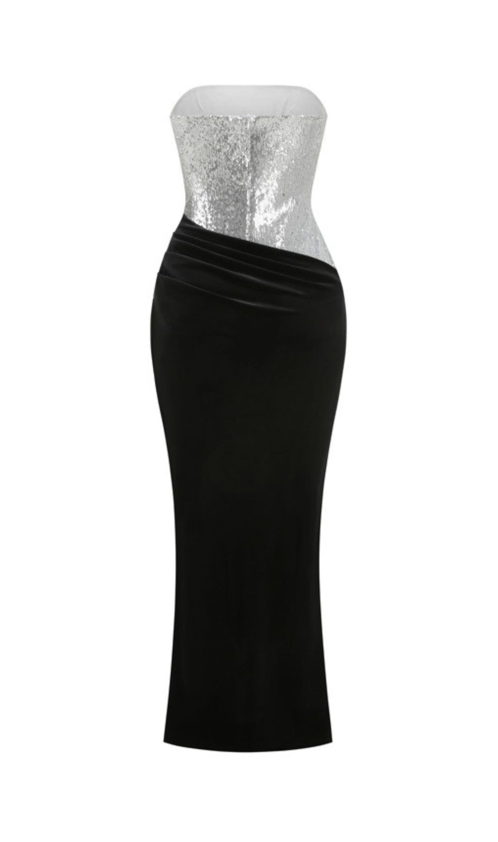 Jayda Glamour Strapless Sequin & Velvet Maxi Dress | Black Tie Gown