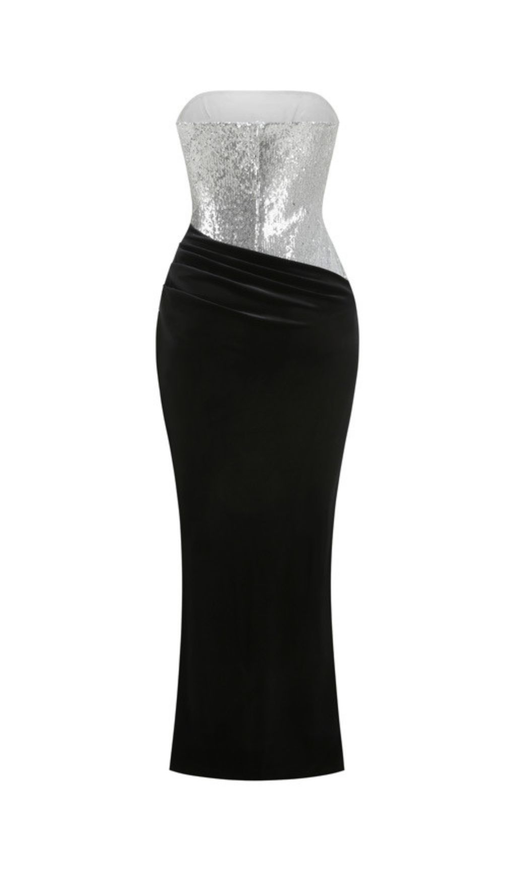Jayda Glamour Strapless Sequin & Velvet Maxi Dress | Black Tie Gown