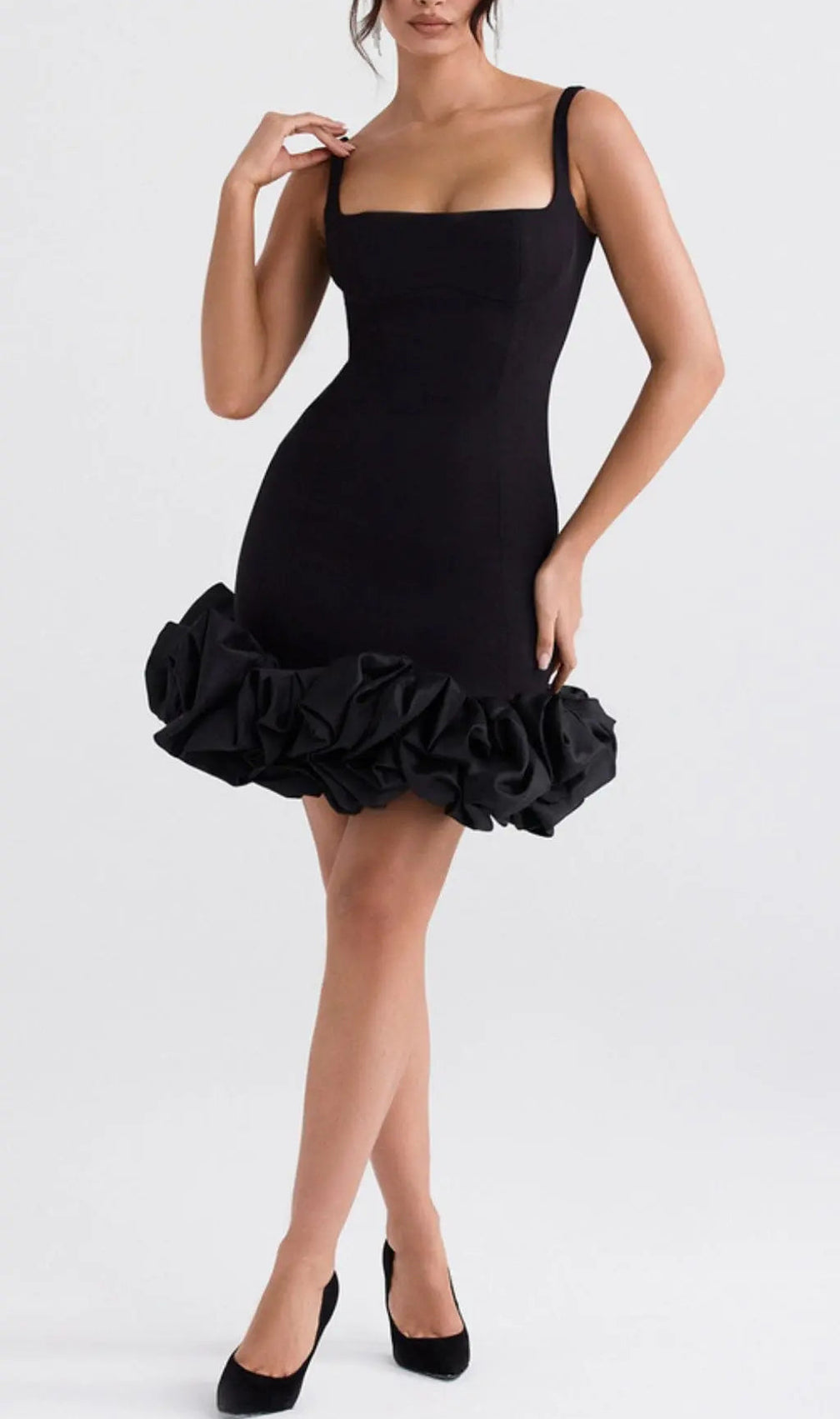 Black Ruffle Hem Dress
