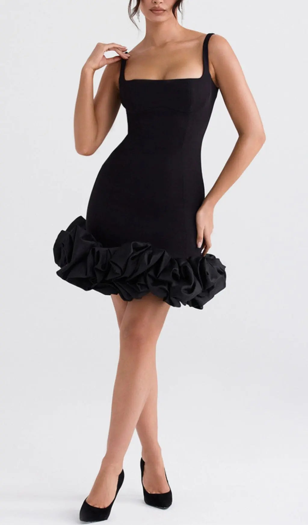 Black Ruffle Hem Dress