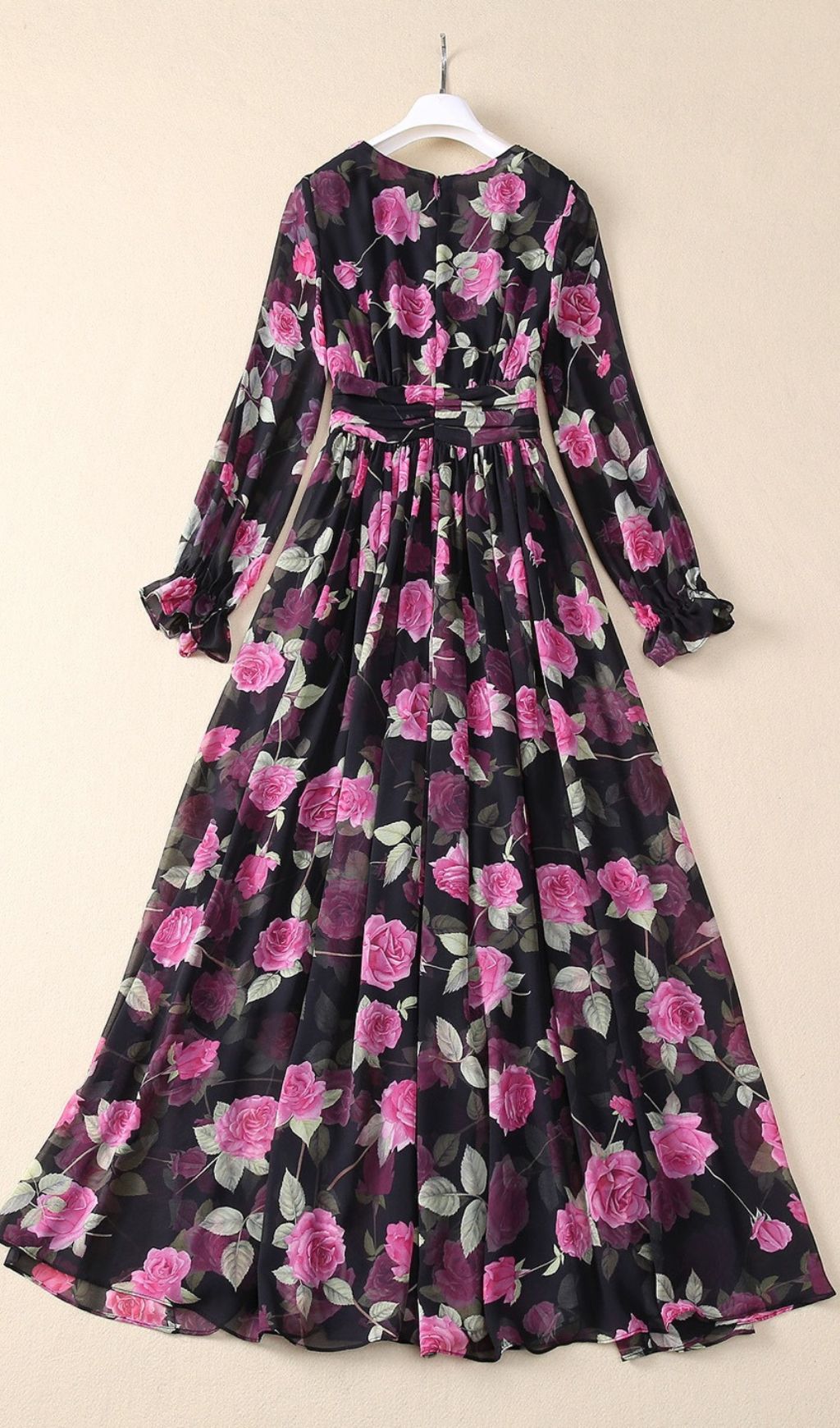 Hinda Floral Printed Long Sleeve Maxi Dress