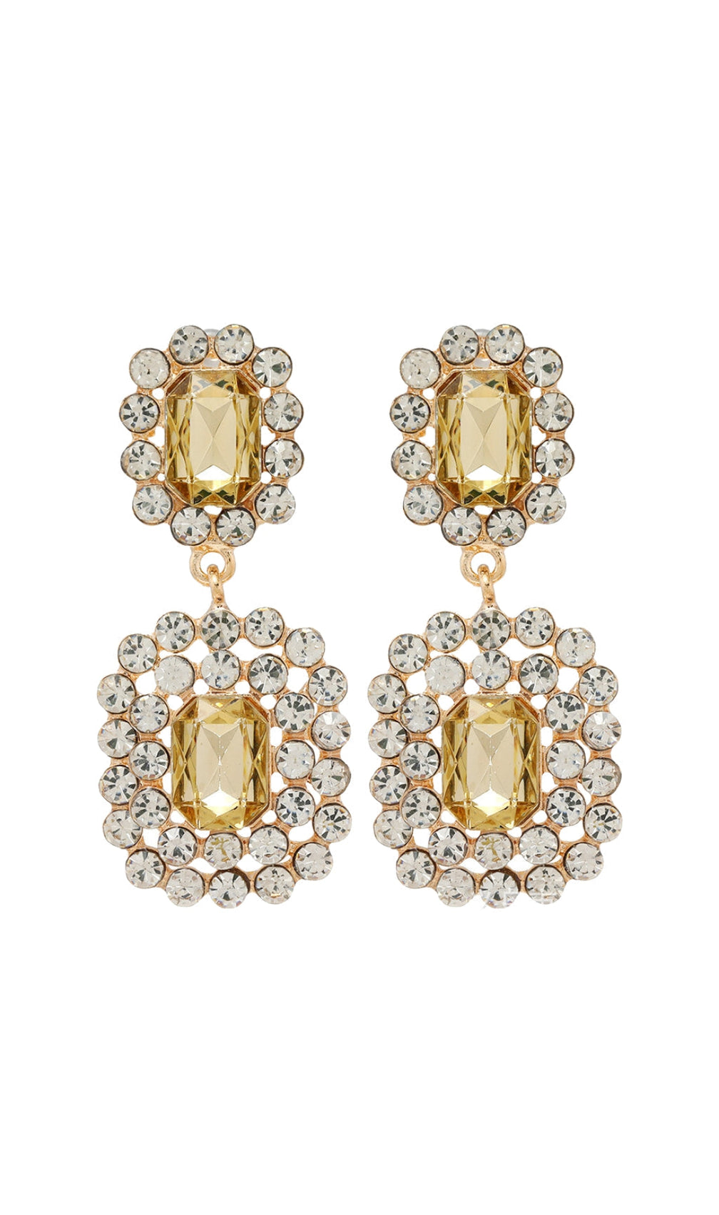 Ayuka Champagne Rhinestone Gem Drop Earrings