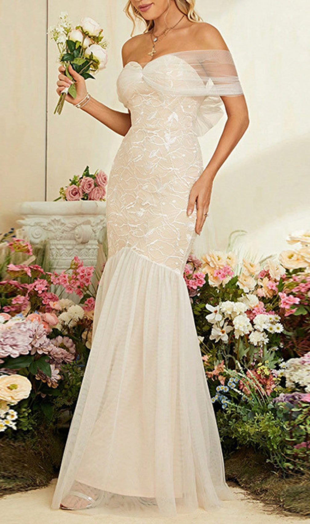 Devyn Lace Mesh Maxi Dress