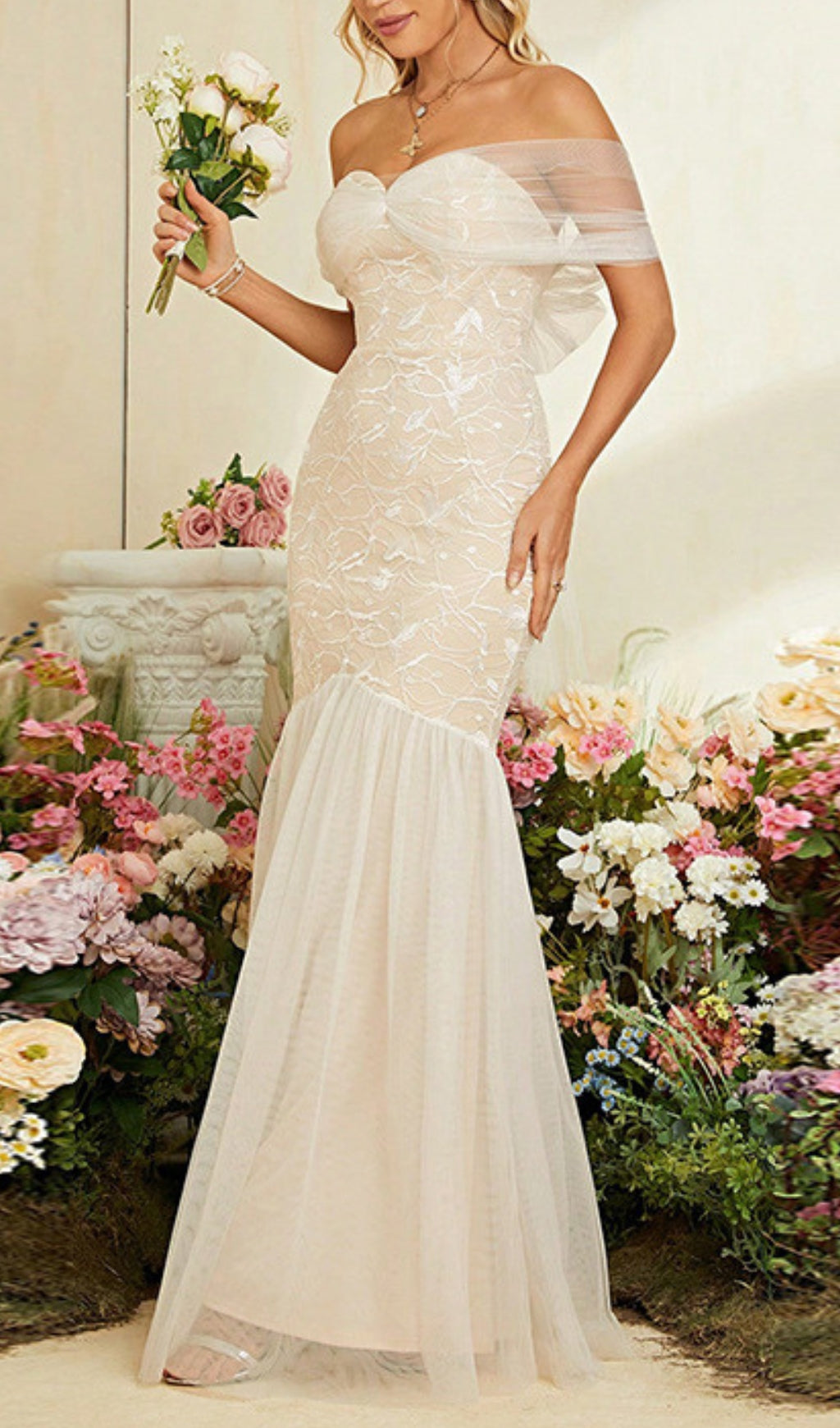 Devyn Lace Mesh Maxi Dress