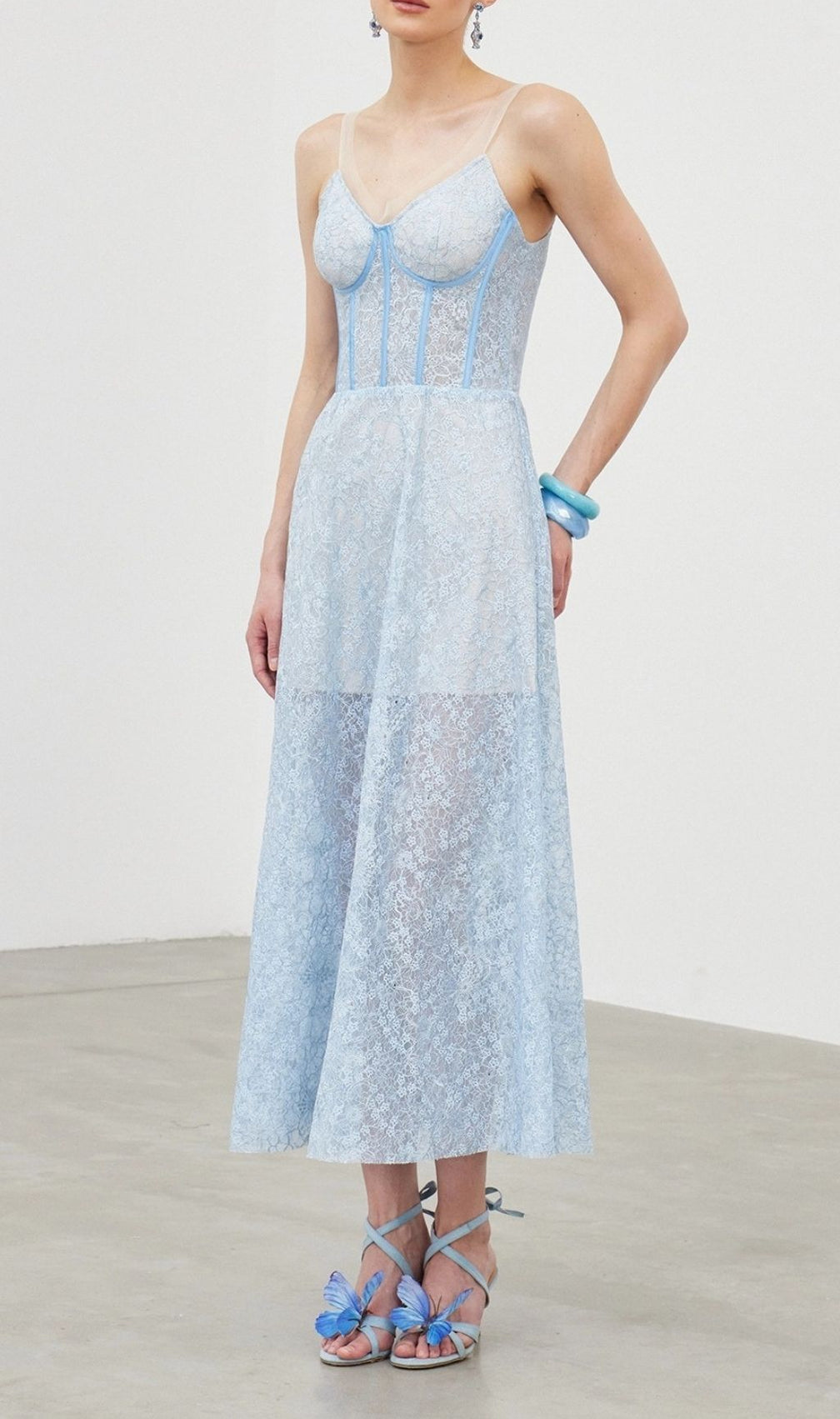 Lachesis Strappy Lace Corset Midi Dress