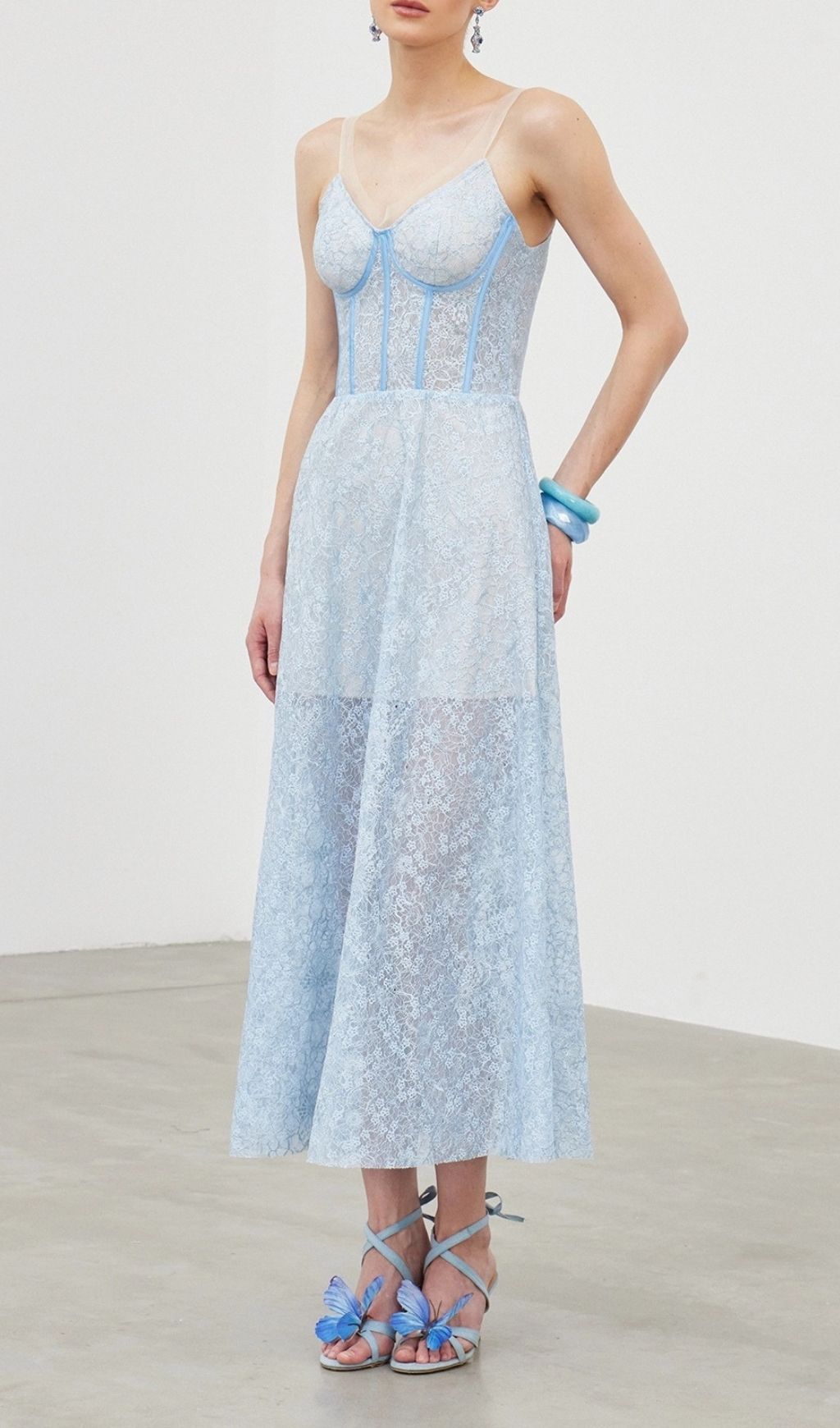 Lachesis Strappy Lace Corset Midi Dress