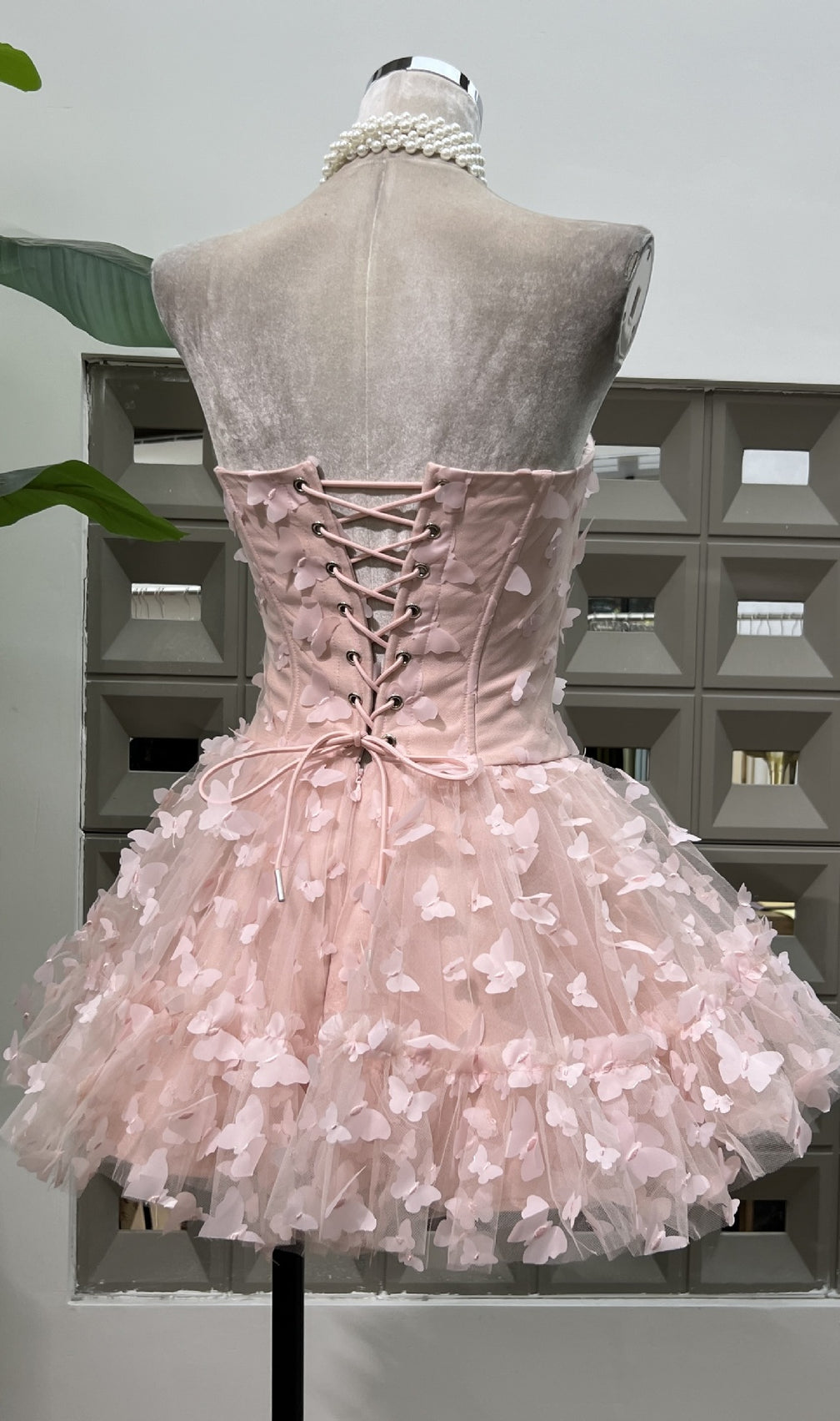 Fyra Strapless Corset Butterfly Embellished Mini Dress