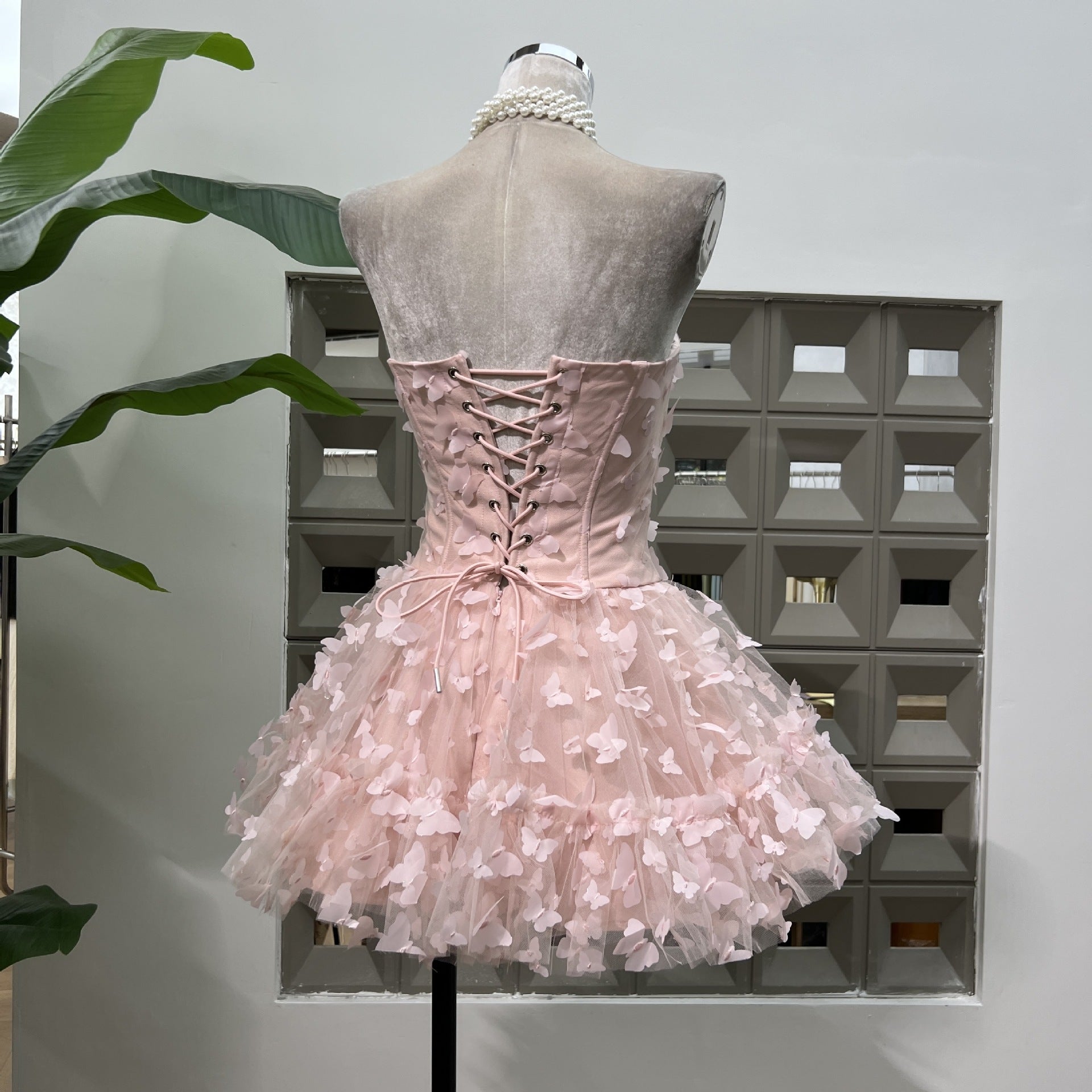 Fyra Strapless Corset Butterfly Embellished Mini Dress