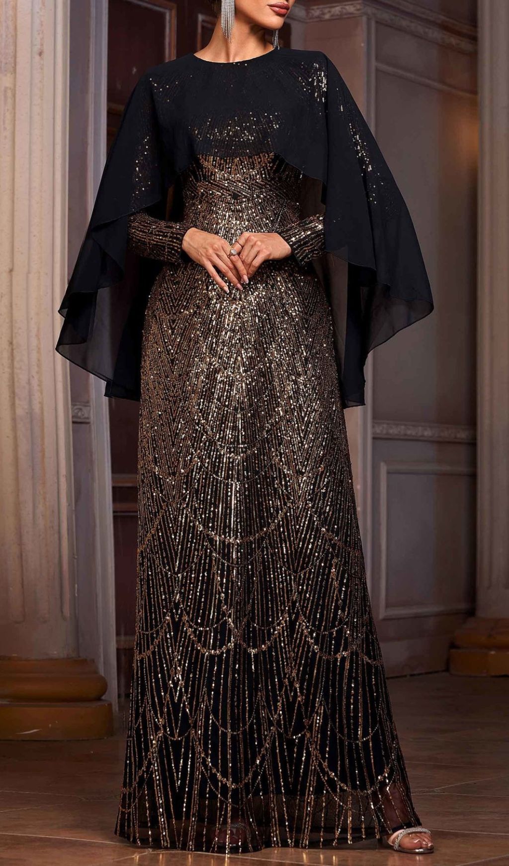 Hana Long Sleeve Sequin Maxi Dress
