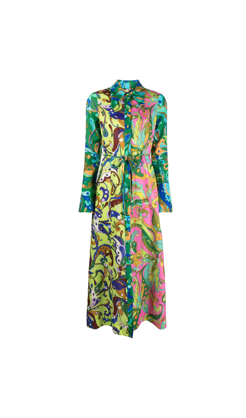 GREEN YVETTE PAISLEY-PRINT DRESS