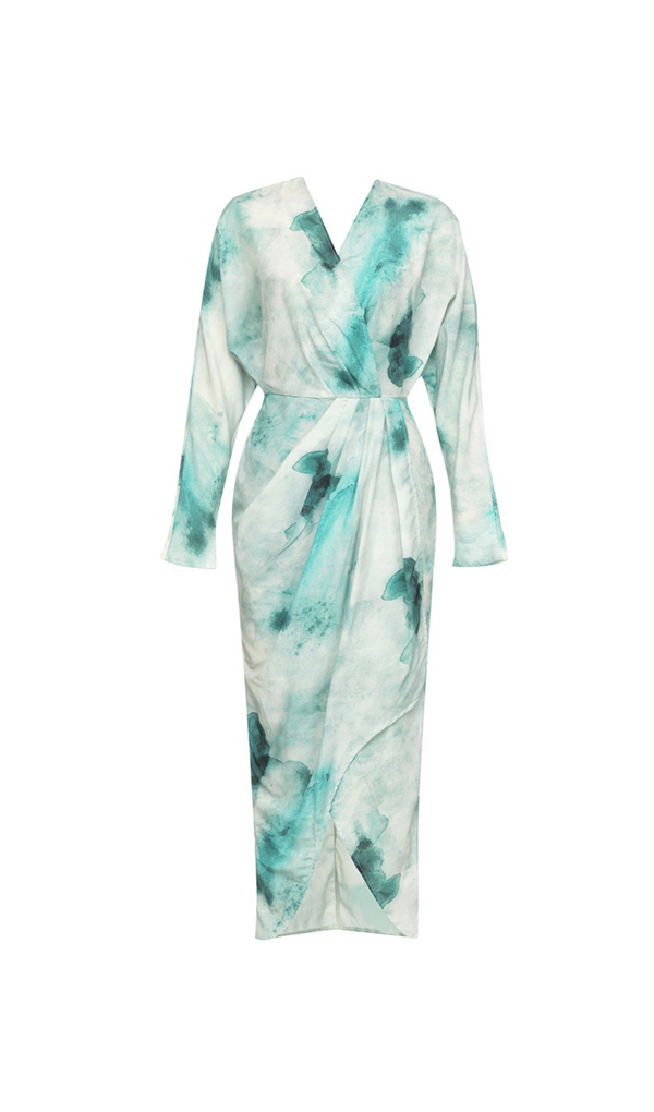 TIE DYE TWIST FRONT WRAP HEM MAXI DRESS