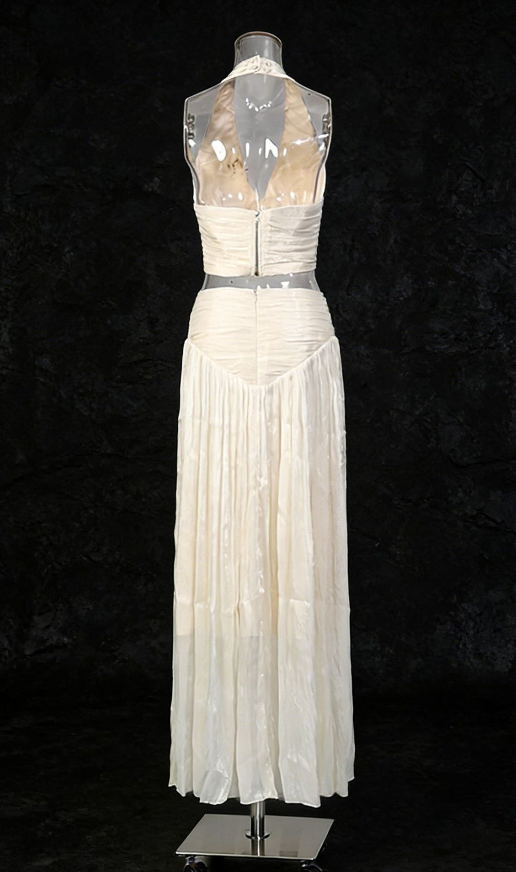 Jania Chic Halter Crop Top & Pleated Maxi Skirt Set | Elegant Two-Piece