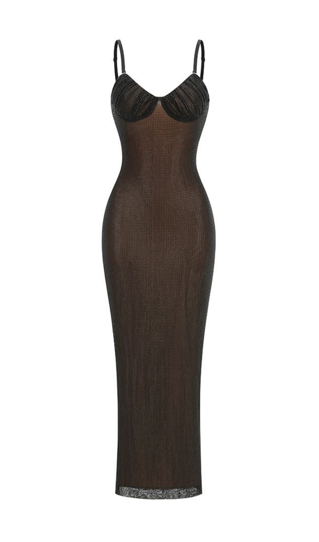 Zelyxra Starlight Glamour Rhinestone Mesh Maxi Dress | Elegant Evening Gown