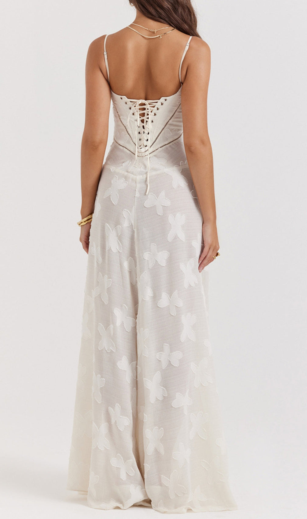 Billie Cream Floral Lace Back Maxi Dress