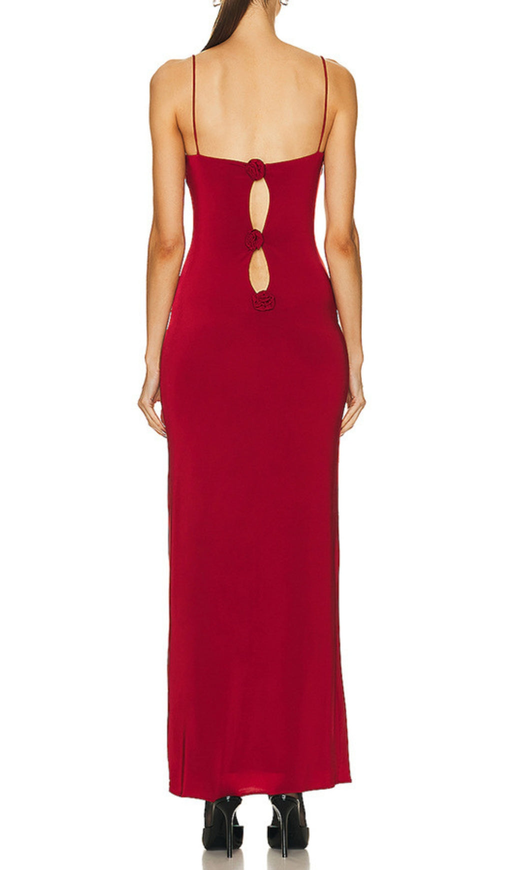 Asim Red Flower Embellished Maxi Dress