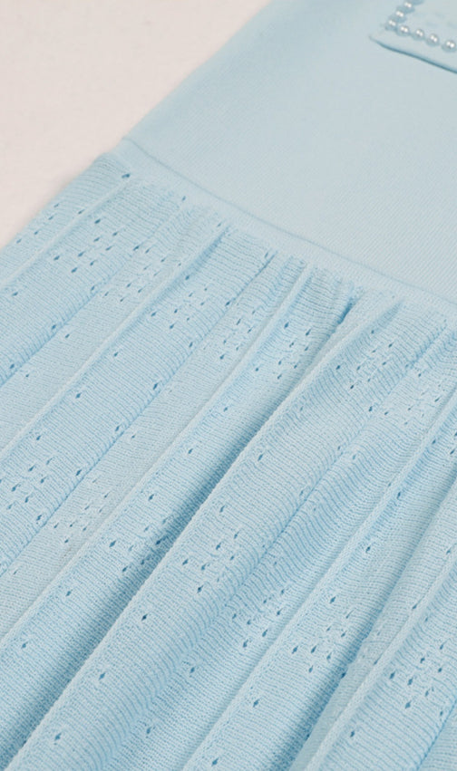 Edie Blue Bead Midi Dress & Cardigan